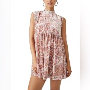 Free People All the Time Velvet Mini Dress in Petal Combo